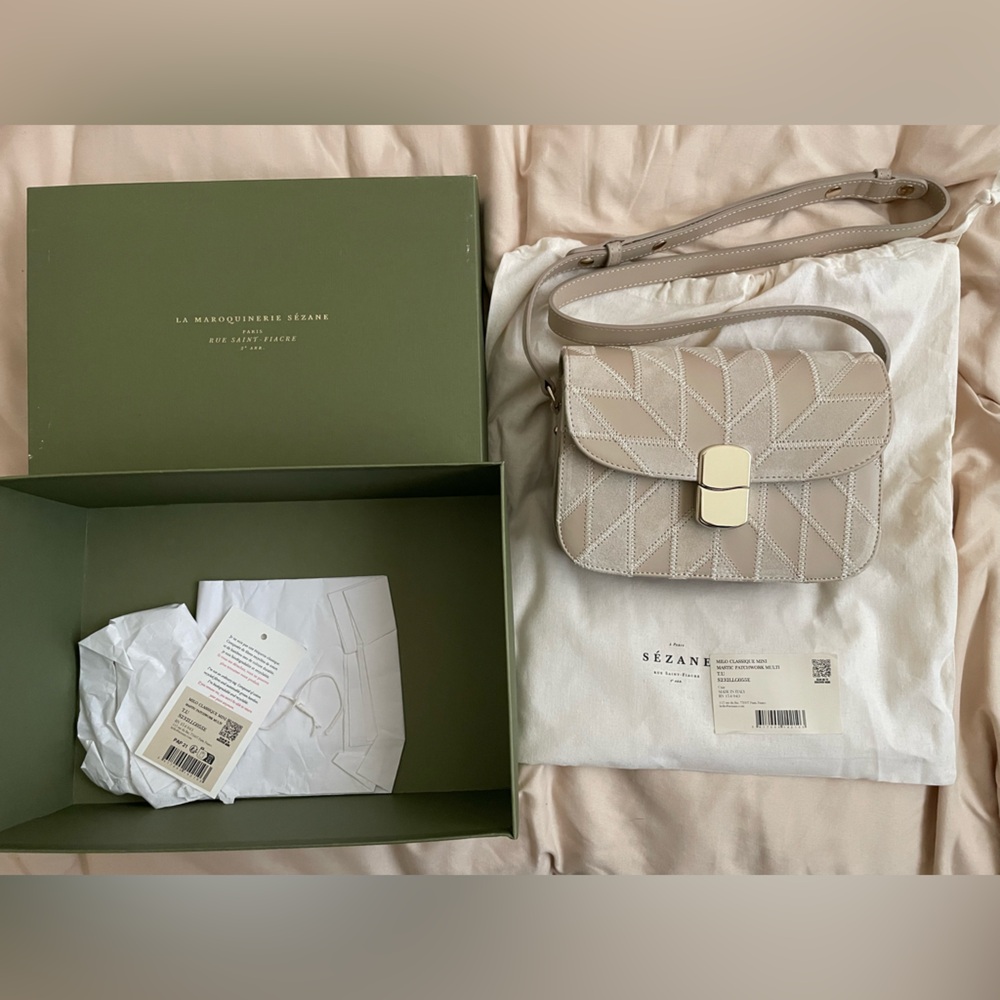 Sezane Milo Mini Sand Patchwork Bag
